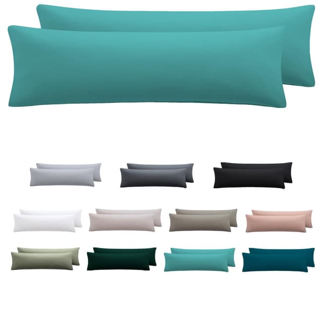 Nesture Seitenschläferkissen Bezug 40 x 145 2er Set - Kissenbezug 40x145 cm Türkis, 100% Mikrofaser kopfkissenbezug mit Reißverschluss, Weich und Bügelfrei 40 x 145 cm Türkis