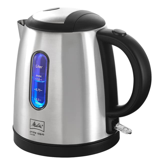 Wasserkocher - MELITTA - Prime Aqua mini Top, Edelstahl, 1,0 L, 2200 W, externe Wasserstandsanzeige, 1018-03 Edelstahl Top