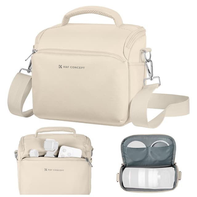 K&F Concept Kamera-Rucksack Schultertasche SLR-Taschen Umhängetasche Liner-Tasche Taschen für Fotografen Geeignet für den täglichen Gebrauch (Beige) D-beige