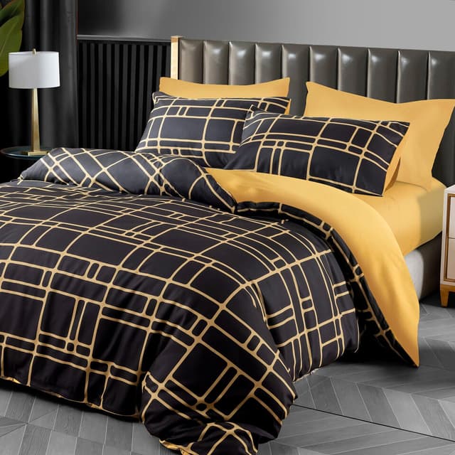 Pamposh Bettwäsche Sets Bettbezug Set Prämie Mikrofaser Anthrazit mit Reißverschluss hochwertigen Qualität für Allergiker (Schwarz, (1 x 200 x 200 cm) + (2 x Kissenbezug 80 x 80 cm)) Schwarz (1 x 200 x 200 cm) + (2 x Kissenbezug 80 x 80 cm)