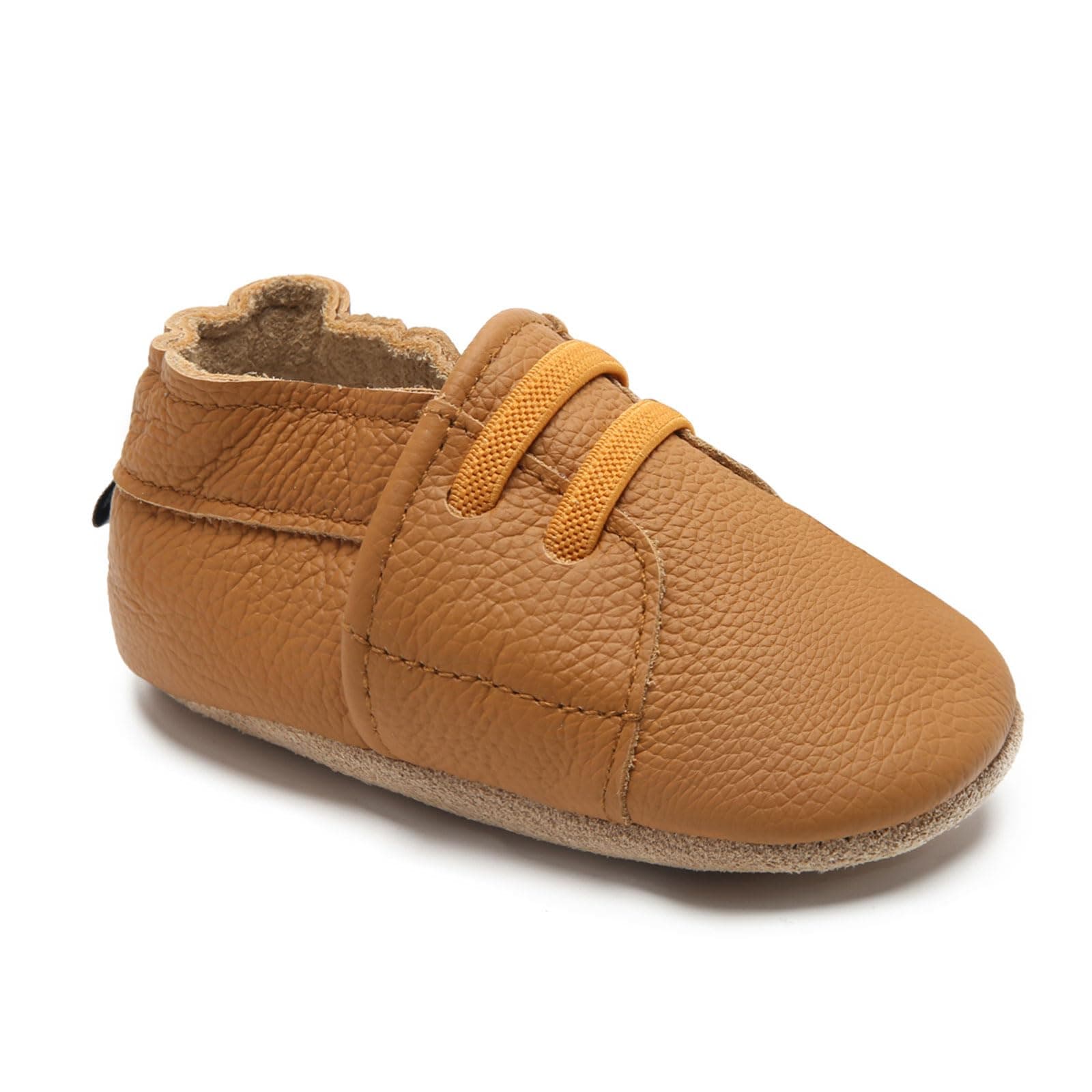 HMIYA Weiche Leder Krabbelschuhe Babyschuhe Lauflernschuhe mit Wildledersohlen für Jungen und Mädchen 0-6 Monate 6-12 Monate 12-18 Monate 18-24 Monate 18-24 Monate Braun Xd