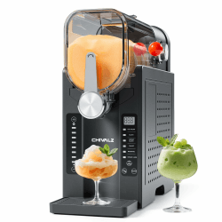 CHIVALZ Slush Maschine, 2L Slushie Machine für Zuhause für Slushi, Frappé, Milchshake & Margaritas, Ohne Eis Benötigt, LED Display, Selbstreinigend, Schwarz, AD03, 6 Programmen+1 Pack