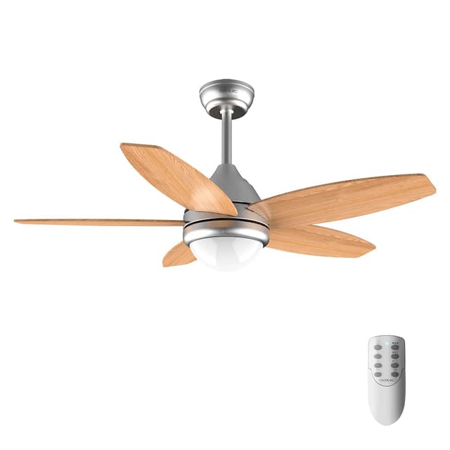 Cecotec Deckenventilator mit Licht EnergySilence Aero 495. 55 W, Durchmesser 42 Zoll mit 5 umkehrbaren Flügeln, LED-Licht, Fernbedienung, Timer bis zu 8 Stunden, 3 Geschwindigkeiten Stahl