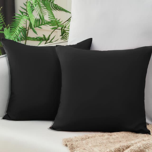 Vielit Sofa Kissenbezug 40x40 Schwarz Weich 2er Set Mikrofaser Kissenbezüge 40x40 Kissenhülle Öko-Zertifikat Resistent Hypoallergen Schwarz 40x40cm