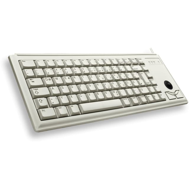 CHERRY G84-4400, Kompakte Tastatur mit Trackball, EU-Layout (QWERTY), Kabelgebunden (PS/2-Anschluss), 2 Maustasten, Mechanische CHERRY ML Switches, Grau US-Internationales Layout - QWERTY Einfarbig