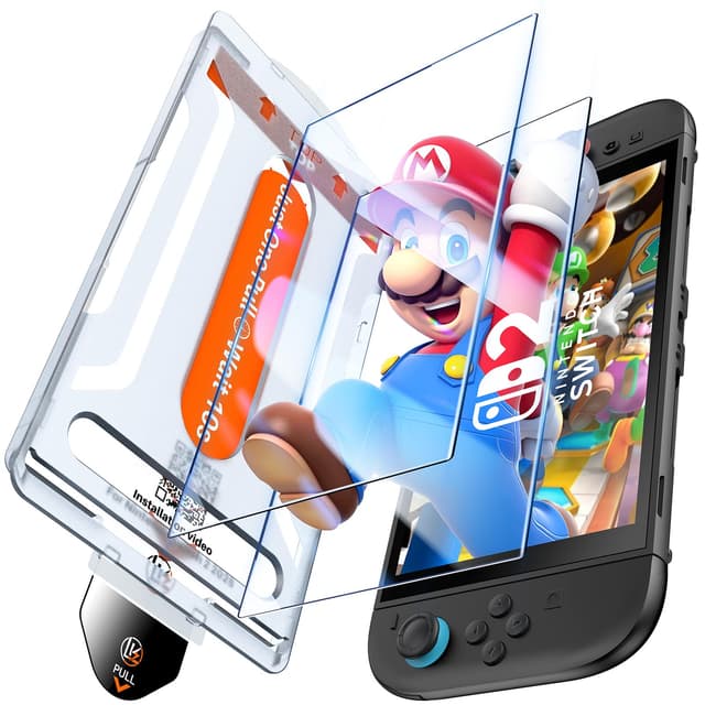 LK 2er Pack Displayschutzfolie für Nintendo Switch 2 (2025), 9H Härte Schutzglas mit Blasenfreier&Staubfrei Schnellinstallation, Kratzfester HD Klarer Folie für Nintendo Switch 2 7.9'' Transparent