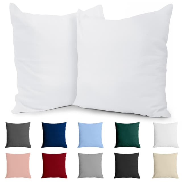Kissenbezug 65 x 65 Baumwolle Renforcé (2er-Set) - Weiss - Dicht gewebt mit 57 Fäden/cm² - Kissenbezüge 65 x 65 cm - Oeko Tex Zertifiziert - Dreamzie Weiß 65 x 65 cm, 2 Stück