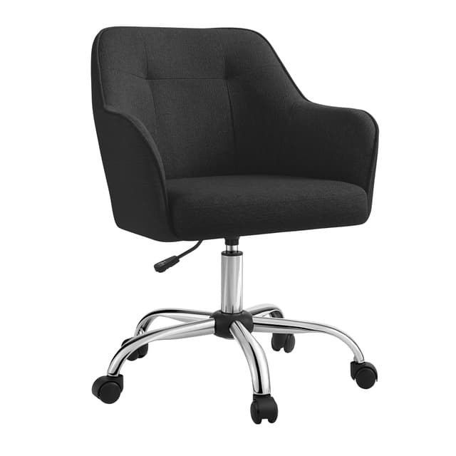 SONGMICS Homeoffice Stuhl, Drehstuhl, Schreibtischstuhl, höhenverstellbar, bis 110 kg belastbar, atmungsaktiver Stoff, für Arbeitszimmer, Schlafzimmer, schwarz OBG019B01 Schwarz Baumwollmischung