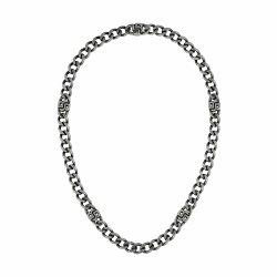 BOSS Jewelry Gliederarmband oder Halskette für Herren Kollektion DOUBLE B ABSOLUTE aus Edelstahl mit Antik-Finish und Doppel-B Charms NECKLACE