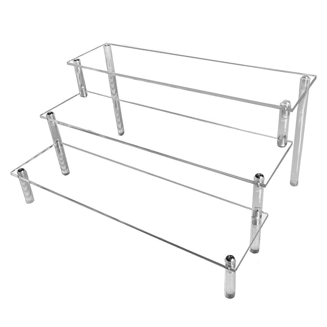 3 Tier Acryl Riser Display Regal Ständer für Amiibo Funko Pops Figuren, Tischplatte klar Acryl Organizer für Nagellack Gewürz Kosmetik Kunsthandwerk Schmuckständer Cupcake Buffets Dessert Figures 3-Stufig 1-Stück