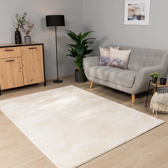 Paco Home Teppich Wohnzimmer Schlafzimmer Kurzflor Waschbar Einfarbiges Muster Flauschig Weich rutschfest Moderne Deko, Grösse:80x150 cm, Farbe:Creme 80 x 150 cm (Läufer) Creme