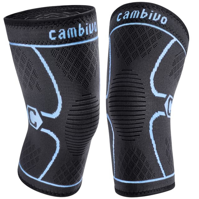 CAMBIVO Kniebandage Männer Damen X2, Bandage Knie hilfreich Erholung bei Meniskusriss, ACL und Arthritis, Kniebandage Meniskus für Laufen, Wandern, Joggen, Sport, Volleyball L Schwarz/Blau