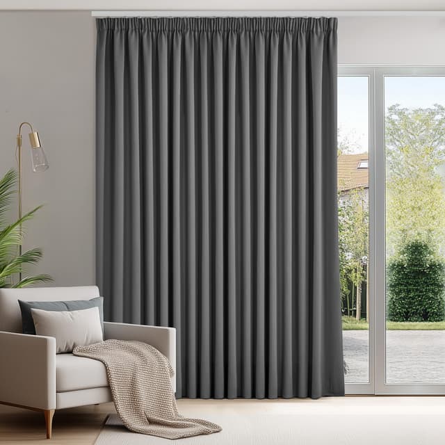 Deconovo Gardinen mit Kräuselband Blickdicht Vorhänge Gardinen Wohnzimmer Vorhang Verdunkelung Kälteschutz Raumteiler Vorhang Thermogardine, 175x300 cm(HöhexBreite), Dunkelgrau, 1 Stück H175 x B300 cm (1er Pack) Dunkelgrau