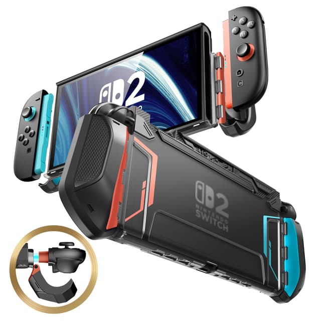 mumba Dockable Hülle für Nintendo Switch 2 2025, TPU Griff Schutzhülle Tragbar Case Cover Switch Zubehör [Blade] Kompatibel mit Switch 2 LCD 8 Zoll und Quick-Release Joy-Con Design (Blau/Rot)