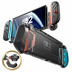 mumba Dockable Hülle für Nintendo Switch 2 2025, TPU Griff Schutzhülle Tragbar Case Cover Switch Zubehör [Blade] Kompatibel mit Switch 2 LCD 8 Zoll und Quick-Release Joy-Con Design (Blau/Rot)