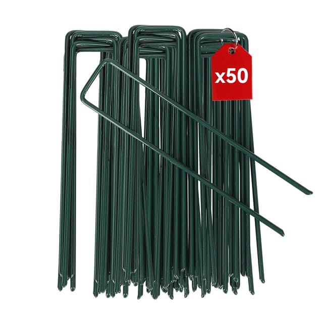 iropro Erdanker für Unkrautvlies (50 Stück), Stabile Heringe Erdnägel für Unkrautvlies, Gartenvlies, Zaun & Camping, Anti-Rost Erdnägel aus Stahl, 150x25mm Zeltheringe-Bodenanker Ø 3mm, Grün 50 Stück-Grün Erdanker