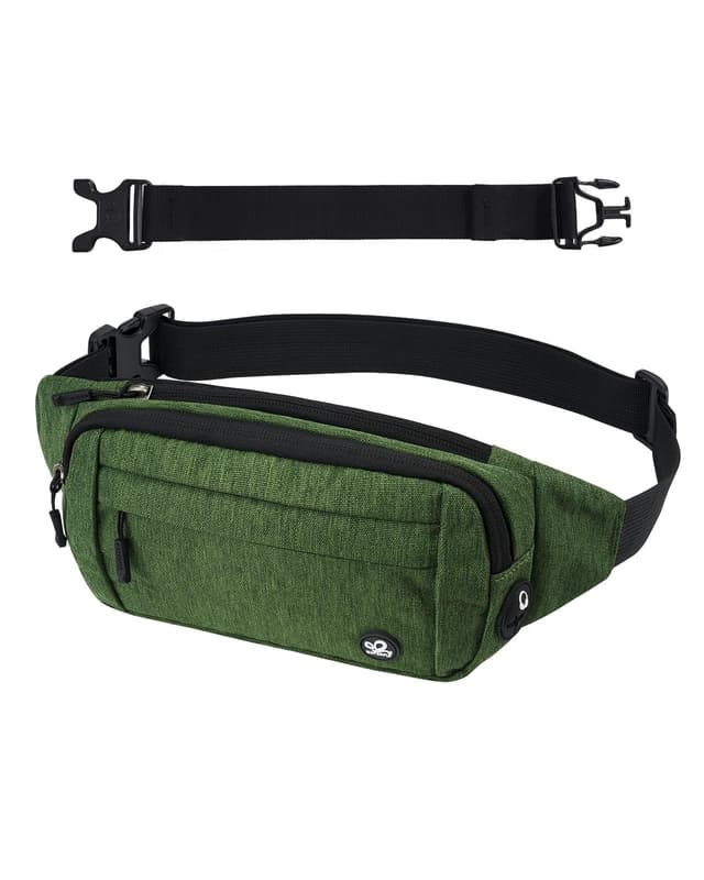 WATERFLY Bauchtasche Hüfttasche Herren Damen: Klein Gürteltasche Sport Bum Hip Bag Männer Frauen Waist Fanny Pack mit Verlängerungsgurt für Reise Wandern Hundetraining Outdoor Dunkelgrün