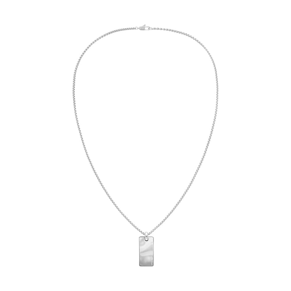 Calvin Klein Anhänger-Halskette aus Edelstahl für Herren Kollektion CK METALLIC WAVES - Erhältlich in Silber oder GunMetal Version Silver