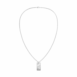 Calvin Klein Anhänger-Halskette aus Edelstahl für Herren Kollektion CK METALLIC WAVES - Erhältlich in Silber oder GunMetal Version Silver
