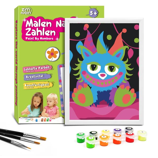 Zimrobin Malen Nach Zahlen für Kinder –13×18cm Malen Nach Zahlen Kinder ab 5 6 7 Jahre Mädchen und Junge，Kreatives Geschenk mit Rahmen 3 Pinsel und Acrylfarben (Bunter kleiner Elf)
