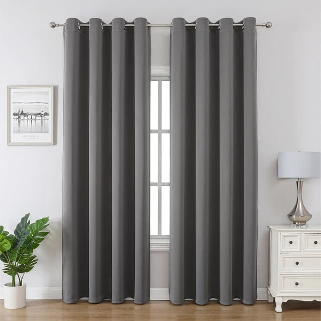 CUCRAF Verdunklungsvorhänge Grau Vorhang Blickdicht 2er Set H225 x B140 cm Gardinen mit ösen Thermovorhang Hitzeschutz Vorhänge für Wohnzimmer Schlafzimmer Grau H225 x B140 cm (2er Pack)