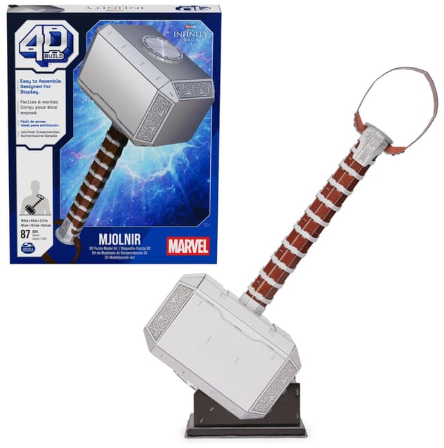 4D Build - Marvel Thor´s Hammer - detailreicher 3D-Modellbausatz aus hochwertigem Karton, 87 Teile, für Fans der Superhelden-Serie ab 12 Jahren