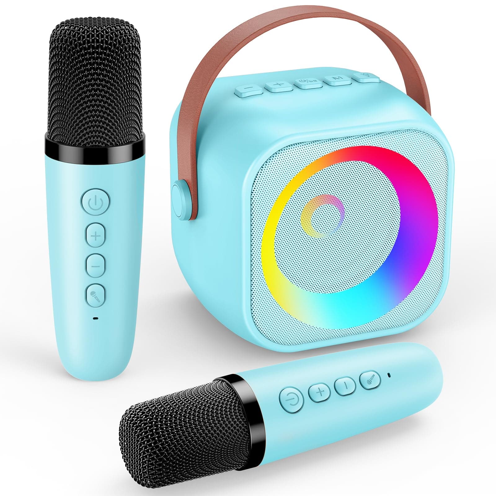 Spielzeug Junge 3-10 Jahre, Karaoke Maschine Kinder Geschenk Junge, Mini Karaoke Mikrofon Kinder Spielzeug für Partei, KTV - Ostergeschenke Kinder Blau 2 Mics