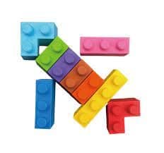 Haku Yoka 6303087 Block Wachsmalkreiden-Set, Rakete, Wachsmalsteine in kräftigen Farben, Wachmalstifte in Klemmbaustein-Form, ohne Abfärben, für Kinder ab 3 Jahren