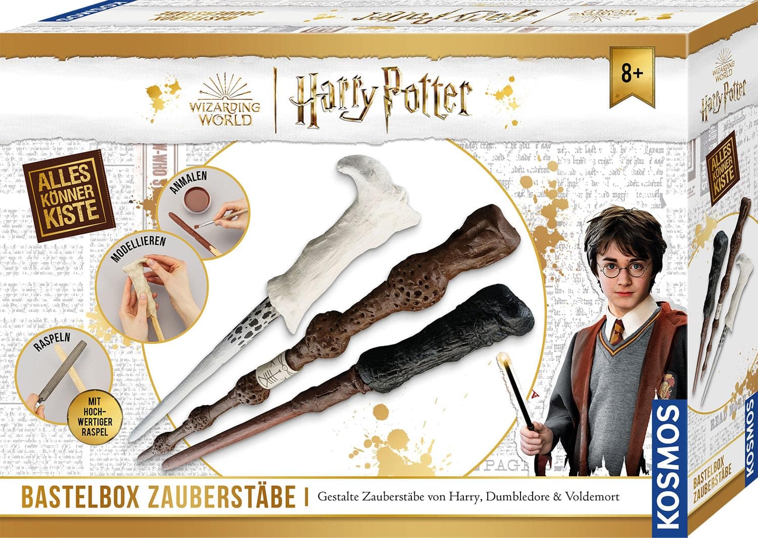 Kosmos 604653 Harry Potter Zauberstab herstellen, Zauberstäbe von Harry Potter, Dumbledore und Voldemort basteln, AllesKönnerKiste Bastelset, Harry Potter Geschenke und Merch