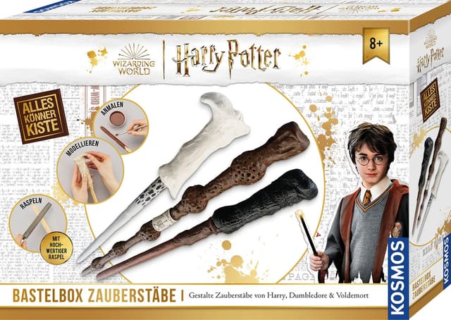 Kosmos 604653 Harry Potter Zauberstab herstellen, Zauberstäbe von Harry Potter, Dumbledore und Voldemort basteln, AllesKönnerKiste Bastelset, Harry Potter Geschenke und Merch