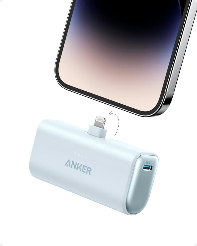 Anker 621 Powerbank mit integriertem Lightning-Stecker, 5.000 mAh MFi-zertifizierter 12W externer Handyakku, kompatibel mit iPhone 14/14 Pro / 14 Plus / 14 Pro Max, iPhone 13- und 12-Serie(Blau)