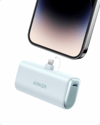 Anker 621 Powerbank mit integriertem Lightning-Stecker, 5.000 mAh MFi-zertifizierter 12W externer Handyakku, kompatibel mit iPhone 14/14 Pro / 14 Plus / 14 Pro Max, iPhone 13- und 12-Serie(Blau)