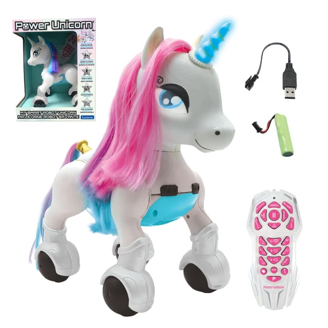 Lexibook Power Unicorn Mein Roboterhund zum Trainieren Programmierbarer Roboter mit Fernbedienung, Dressurfunktion, Gestensteuerung, Tanz, Musik, Lichteffekte, wiederaufladbar UNI01