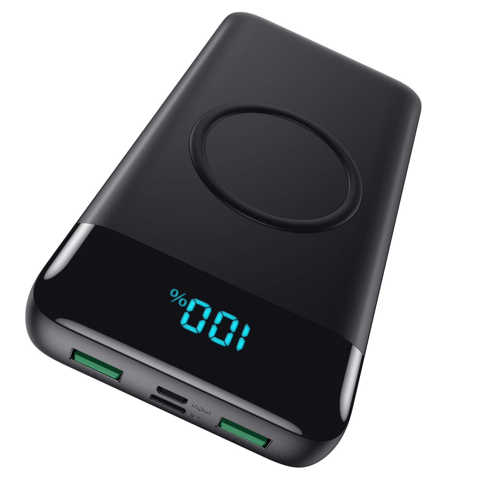 Wireless Powerbank Schnellladen 26800mAh, Power Bank 25W PD3.0+QC4.0, 15W Wireless Charger Powerbank 4 Outputs USB C Externer Akku mit LCD Display Kompatibel mit iPhone Huawei Samsung Oppo-Schwarz Q2