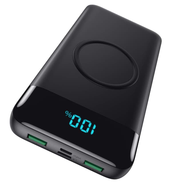 Wireless Powerbank Schnellladen 26800mAh, Power Bank 25W PD3.0+QC4.0, 15W Wireless Charger Powerbank 4 Outputs USB C Externer Akku mit LCD Display Kompatibel mit iPhone Huawei Samsung Oppo-Schwarz Q2