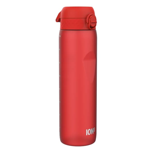 ion8 1 Liter Trinkflasche, 1000ml, Auslaufsicher, Einhandöffnung, Sichere Verriegelung, Spülmaschinenfest, BPA-frei, Tragegriff, Leicht zu Reinigen, Ideal für Sport und Fitnessstudio, Rot