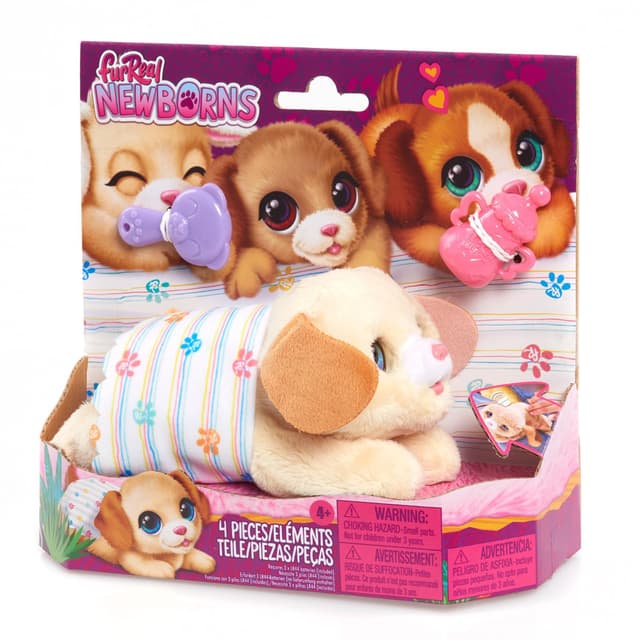Just Play furReal Newborns Welpe, interaktives Haustier, Kleiner Plüschwelpe mit Soundeffekten und Bewegungen, Kinderspielzeug ab 4 Jahren