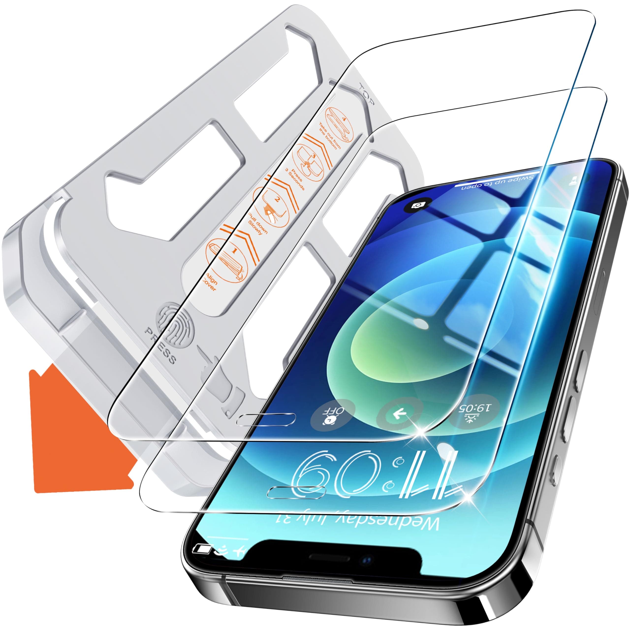 Tentoki für Panzerglas iPhone 12/12 Pro Panzer Schutz Glas (6,1 Zoll), Schutzfolie kompatibel mit iPhone 12/12 Pro Auto Dust-Elimination [9H+ Härte Folie][Kristallklar][Bläschenfrei] 2 Stück iPhone 12/12Pro Transparent