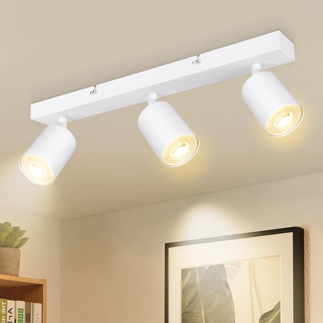 Dehobo Led Deckenstrahler Schwenkbar 350° 3 Flammig Deckenleuchte GU10 - Wandstrahler Weiß - Spotlight Lampe Deckenlampe für Wohnzimmer Schlafzimmer Küche, Nein GU10 Leuchtmittel 3 Flammig 3 Flammig Weiß