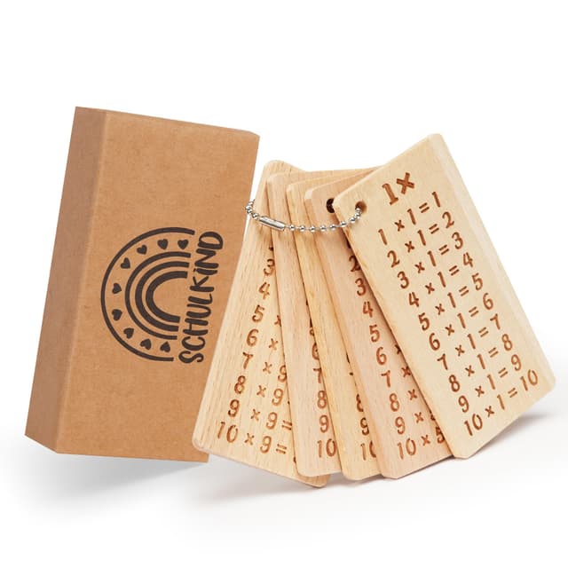 1x1 Lernkarten aus Holz - 1 Satz Mathe-Lernkarten für Kinder - Lernhilfe für Schüler aus Bucheholz für Jungen und Mädchen (1x1 Lernkarten aus Holz, 10x5cm)