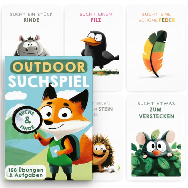 TWIVEE - Schatzsuchekarten - Finde es Suchspiel - Gefunden Outdoor Suchspiel Kinder - Spiele ab 3, 4, 5, 6, 7, 8, 9 Jahren - Entdeckerkarten - Natur - Schatzsuche - Spielzeug Junge & Mädchen