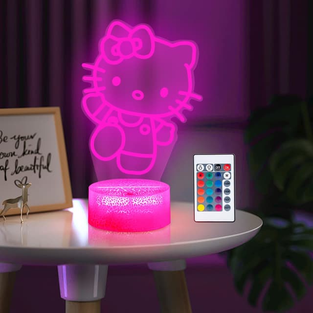 ZTZK Kitty Lampe, 3D 16 Farben Intelligentes Fernbedienungs Nachtlicht für Kitty Geschenke für Mädchen, Weihnachtsgeschenke, Kindergeburtstagsgeschenke Cat