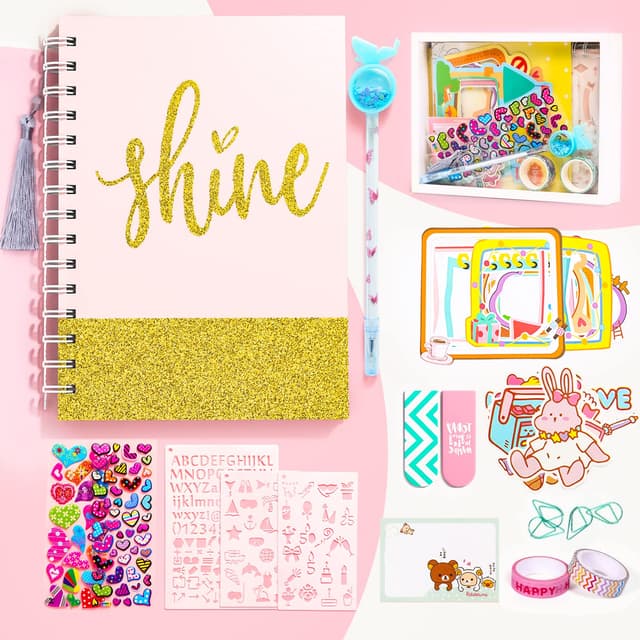 ADUSRIZ DIY Tagebuch Geschenkset für Mädchen, Geschenk Mädchen 8 9 10 11 12 13 14 Jahre, Basteln Mädchen und Scrapbook Set, Kreative Geschenke für Teenager Mädchen 8-14 Jahre Rosa