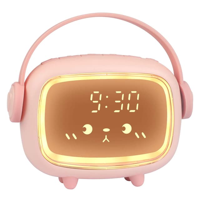 Ayybboo Wecker Kinder,Digital Kinderwecker für Mädchen Jungen,Digitaluhr Engel Wecker Uhr Wecker mit Lichter und Schlummerfunktion (Rosa) Dunkelrosa