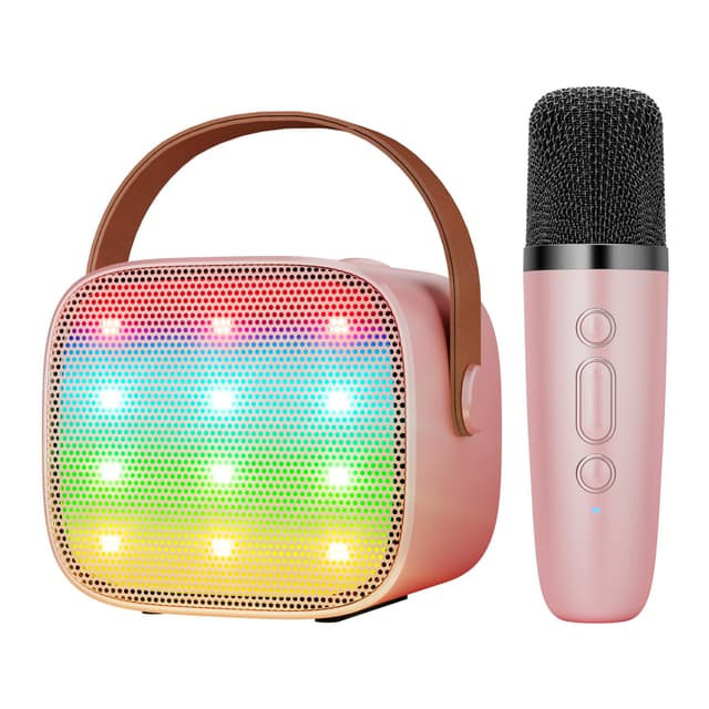 BONAOK Karaoke Mikrofon Kinder, Mikrofon Maschine Mit Mikrofon, Con microfono Wireless, lettore MP3 Musicale per Ragazze e Ragazzi di 4, 5, 6, 7, 8, 9, 10 anni (rosa)