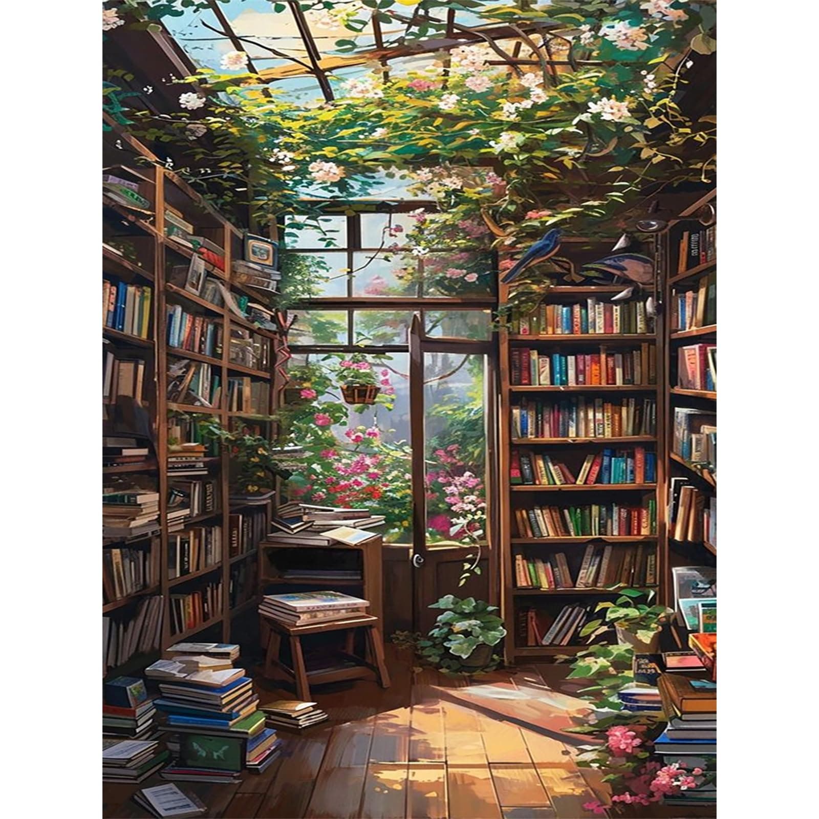 Viart Malen nach Zahlen Landschaft-Malen nach Zahlen Erwachsene, Bücherregal Paint by Numbers Adult für Home Wand Dekor 30x40cm MT12963