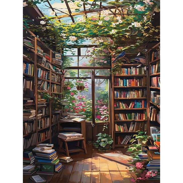 Viart Malen nach Zahlen Landschaft-Malen nach Zahlen Erwachsene, Bücherregal Paint by Numbers Adult für Home Wand Dekor 30x40cm MT12963