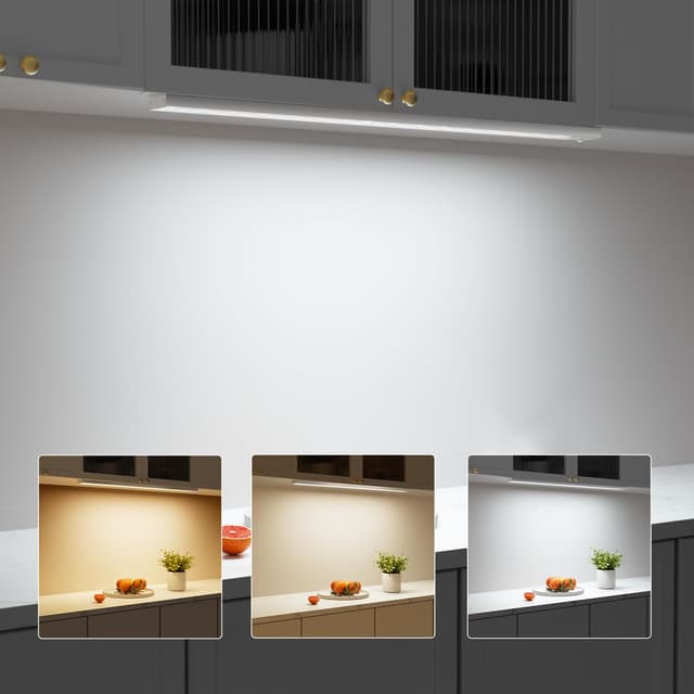 Unterbauleuchte Küche LED Schrankbeleuchtung mit Bewegungsmelder Innen 3Farbmodi Dimmbar 3000K/4000K/6500K,60cm 2Stück,LED Leiste Lampe Ohne Bohren USB Kabellos für Kleiderschrank/Treppe/Vitrinen/RV 3000k-6500k Dimmbar 60cm-2 Stück