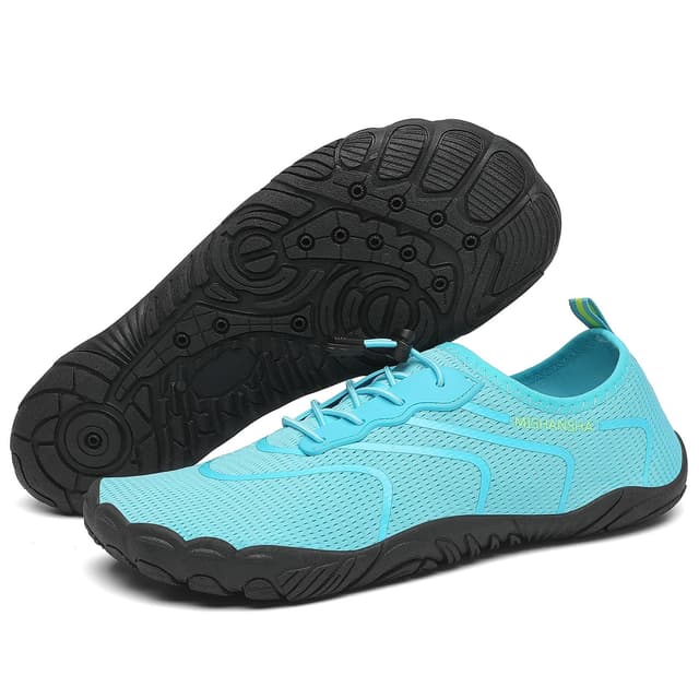 Mishansha Badeschuhe für Herren Damen Unisex Bequeme Atmungsaktive Aquaschuhe für Outdoor und Wassersport EU 36-46 Hellblau 45 EU