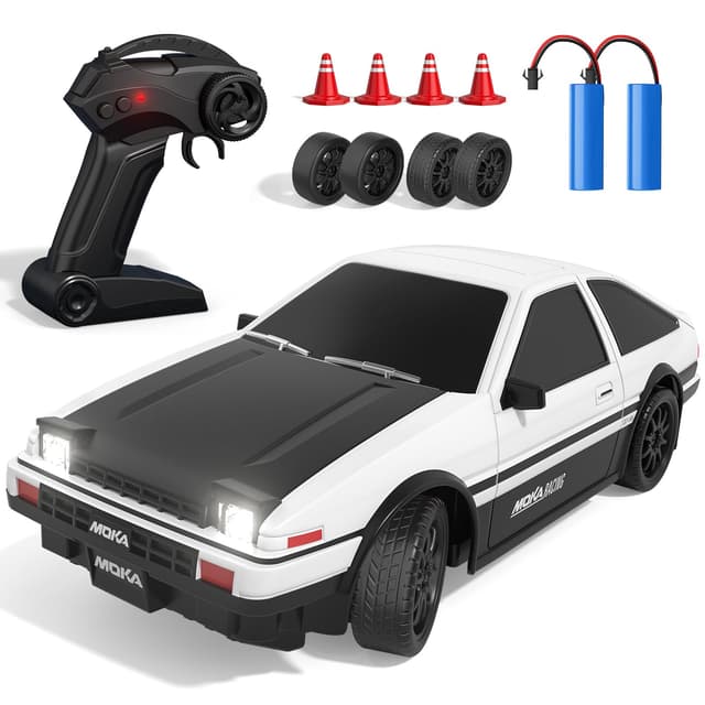 AYIQUTY RC Drift Auto, 1:24 Mini 4WD Ferngesteuertes Drift Auto mit Halb Proportional Gashebel Und LED Leuchten, 25KM/H RC Rennen, Spielzeug Geschenke für Jungen ab 6 7 8 9 10+ Jahren